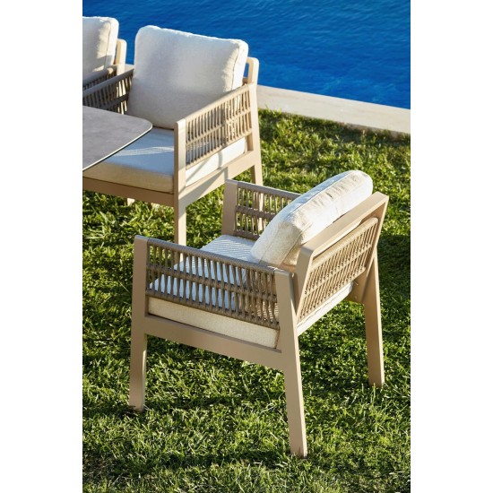 Garden Table & Chairs Set (8 Pieces) Toscana Ceramic Beige