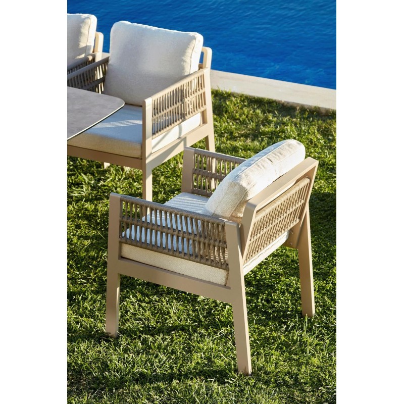 Garden Table & Chairs Set (8 Pieces) Toscana Ceramic Beige