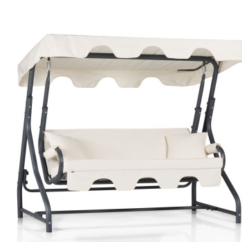 Garden Triple Swing Chair Ruta 19 - Dark Green, White Dark Green
White