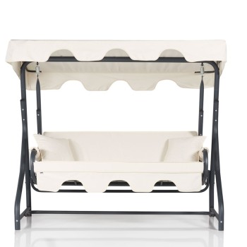 Garden Triple Swing Chair Ruta 19 - Dark Green, White Dark Green
White