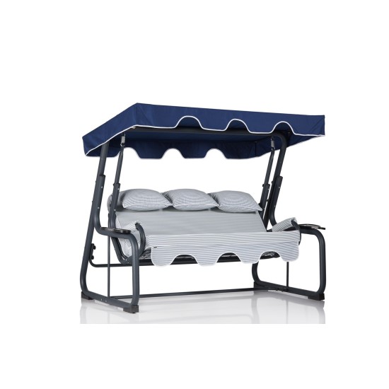 Garden Triple Swing Chair Vitis - Blue Multicolor Garden Triple Swing Chair Vitis - Blue Multicolor