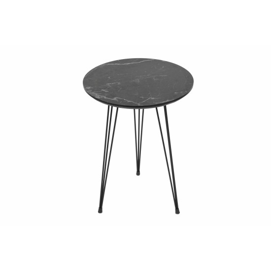 Nesting Table (3 Pieces) Siyah Mermer Desenli 3Lü Tel Ayaklı Yuvarlak Zigon Sehpa Grey
Black