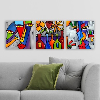 Decorative Canvas Painting (3 Pieces) DRPRC02 Multicolor