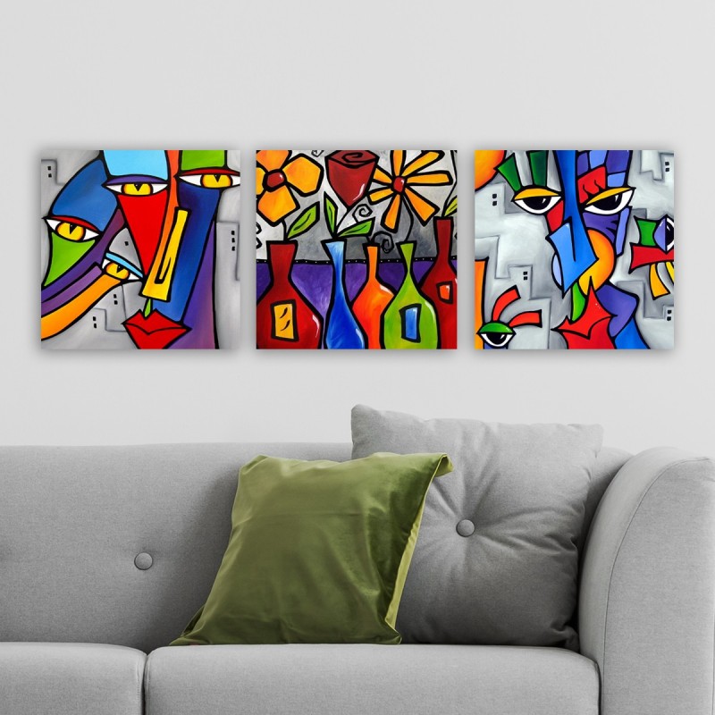 Decorative Canvas Painting (3 Pieces) DRPRC02 Multicolor