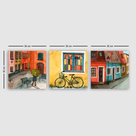 Decorative Canvas Painting (3 Pieces) DRPRC18 Multicolor