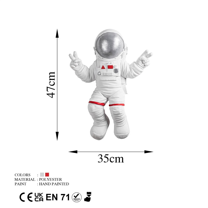 Wallxpert Decorative Wall Accessory Peace Sign Astronaut - 2 White
Grey