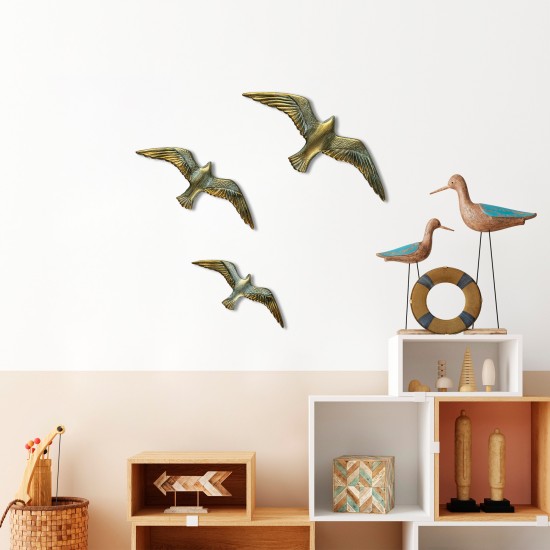 Aberto Design Decorative Wall Accessory Flying Seagulls - 1 Gold