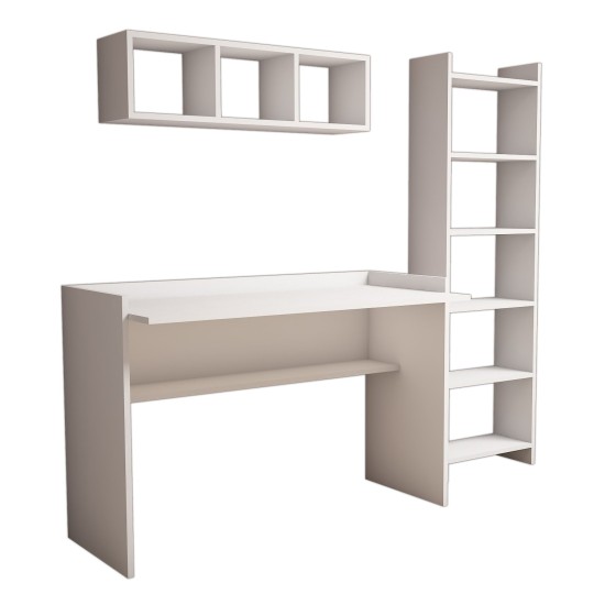 Hanah Home Study Desk & Bookshelf Hera White