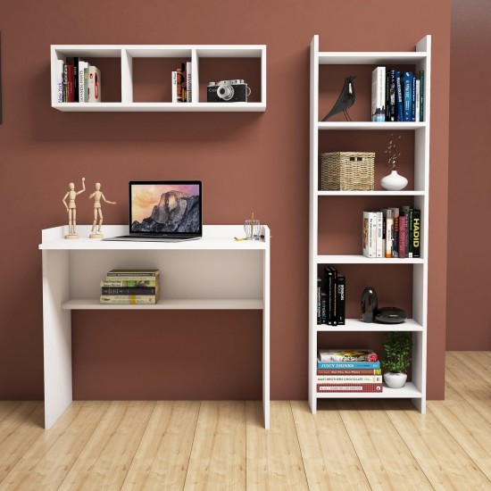 Study Desk & Bookshelf Matilda White Hanah Home Study Desk & Bookshelf Matilda White