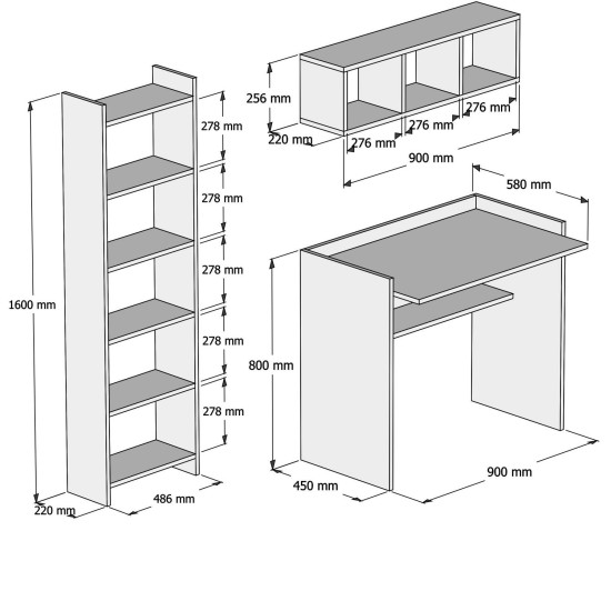 Study Desk & Bookshelf Matilda White Hanah Home Study Desk & Bookshelf Matilda White