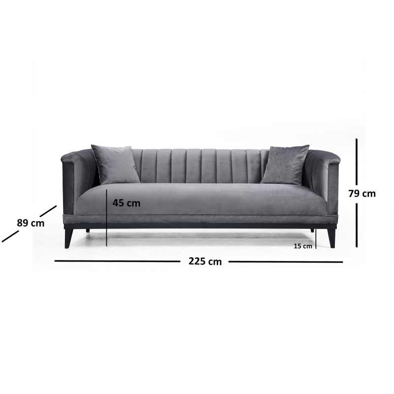 Atelier del Sofa 3-Seat Sofa Trendy - Dark Grey Dark Grey