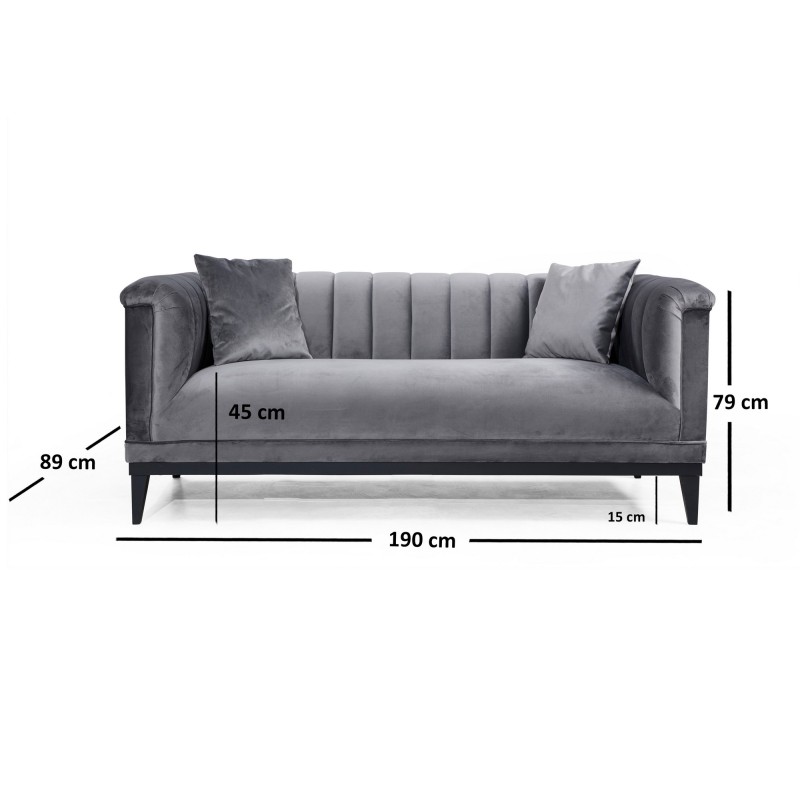 Atelier del Sofa 2-Seat Sofa Trendy - Dark Grey Dark Grey