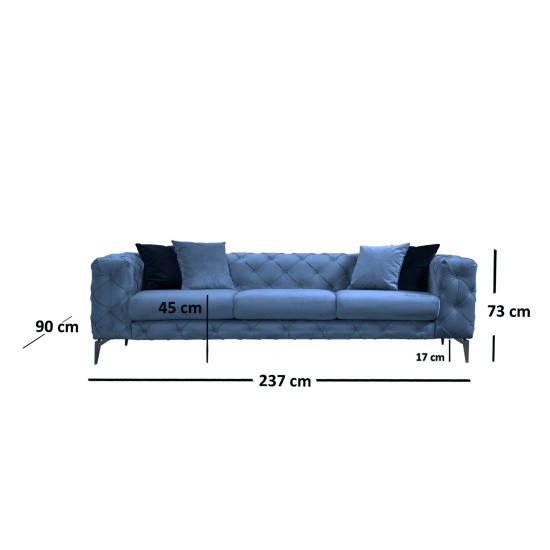 3-Seat Sofa Como 3 Seater - Blue Blue 3-Seat Sofa Como 3 Seater - Blue Blue