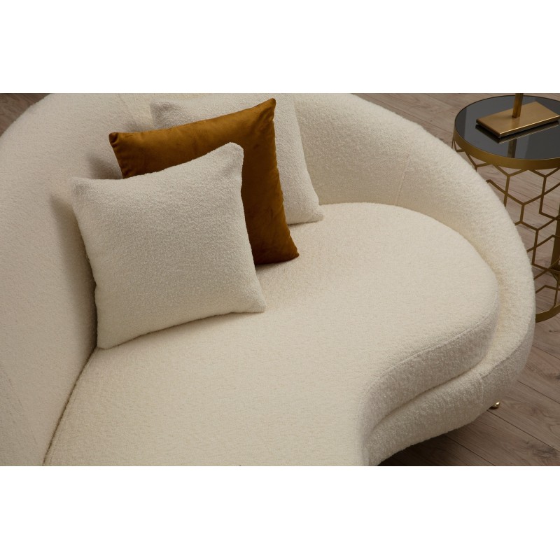 Τριθέσιος Καναπές Eses - Χρώμα Cream με Μπουκλέ Ύφασμα - 255x120x85εκ
