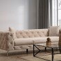 Καναπές Chesterfield 3θέσιος Como 237x90x70εκ - Ecru 