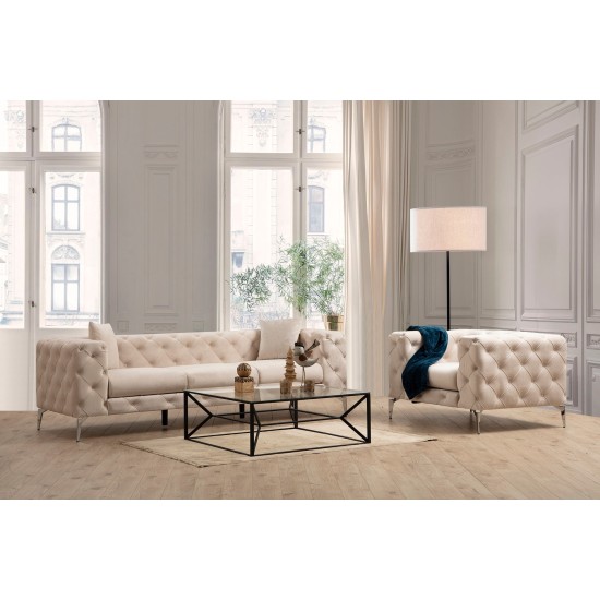 Καναπές Chesterfield 3θέσιος Como 237x90x70εκ - Ecru