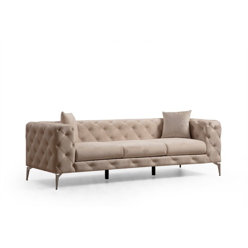 Καναπές Chesterfield 3θέσιος Como 237x90x70εκ - Ecru
