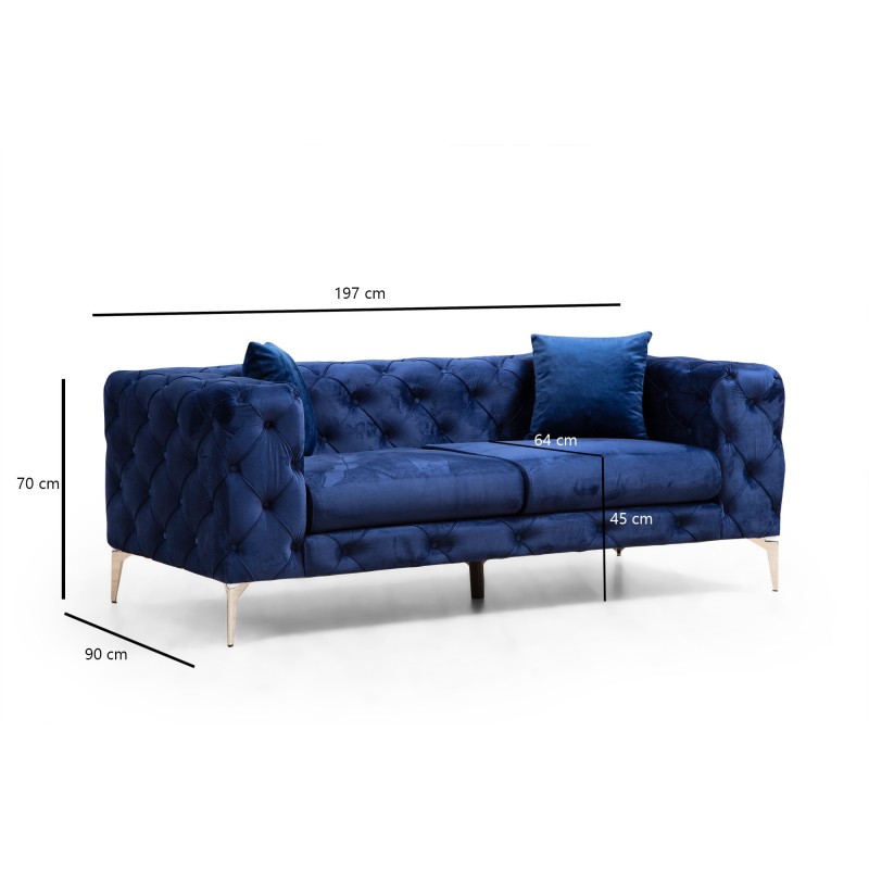 Atelier del Sofa 2-Seat Sofa Como - Navy Blue Navy Blue