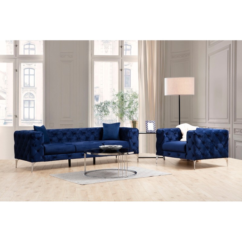 Καναπές Chesterfield 3θέσιος Como 237x90x70εκ - Navy Blue