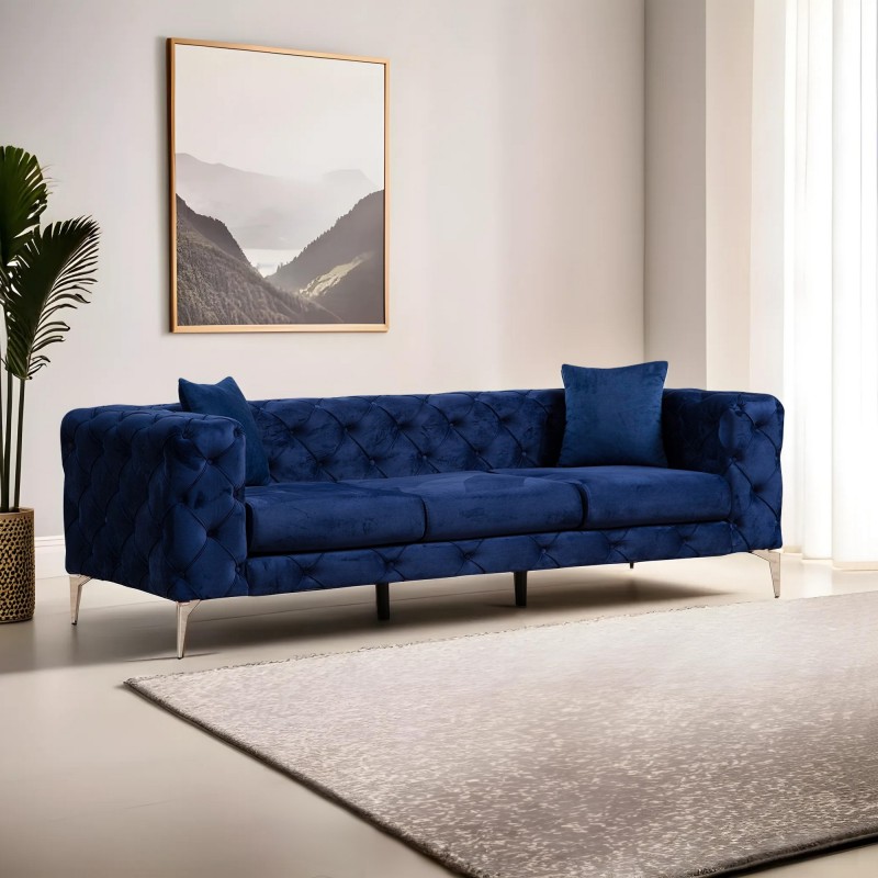 Καναπές Chesterfield 3θέσιος Como 237x90x70εκ - Navy Blue