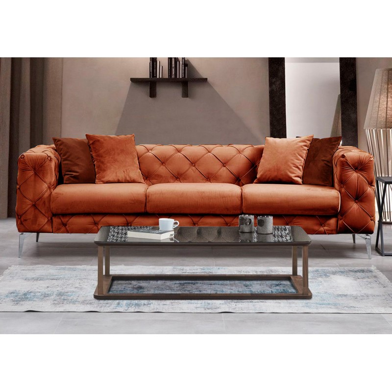 Καναπές Chesterfield 3θέσιος Como 237x90x70εκ - Orange