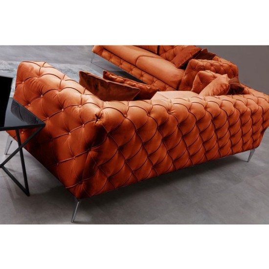 Καναπές Chesterfield 3θέσιος Como 237x90x70εκ - Orange