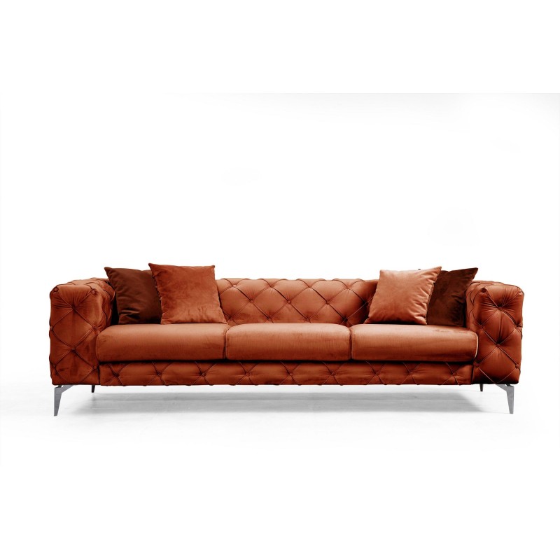 Καναπές Chesterfield 3θέσιος Como 237x90x70εκ - Orange
