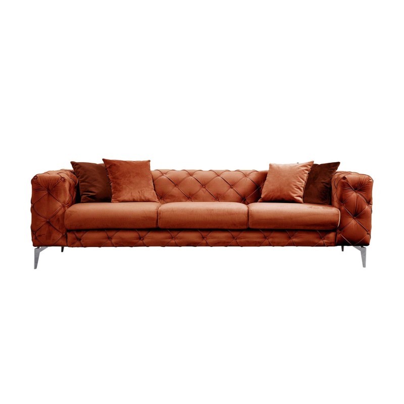 Καναπές Chesterfield 3θέσιος Como 237x90x70εκ - Orange