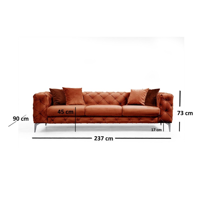 Καναπές Chesterfield 3θέσιος Como 237x90x70εκ - Orange