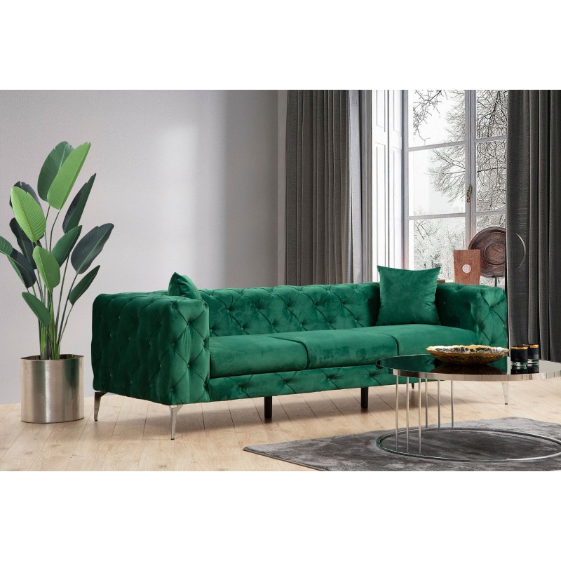 Καναπές Chesterfield 3θέσιος Como 237x90x70εκ - Green