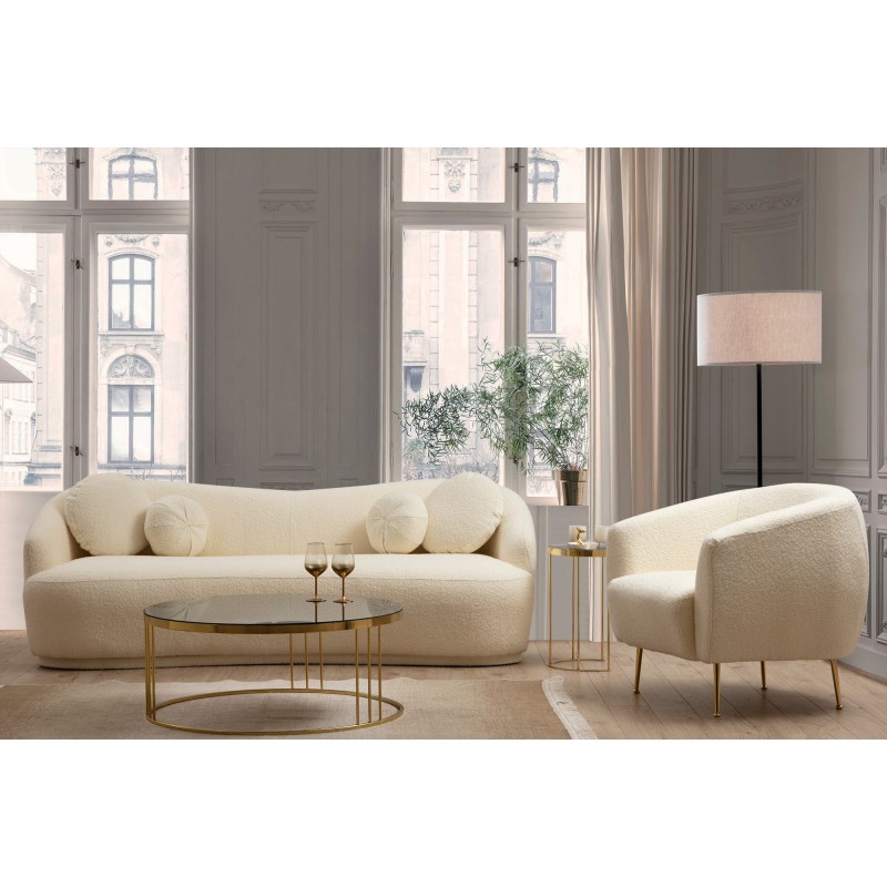 Καναπές 3θέσιος Ancona 225x98x76εκ - Cream