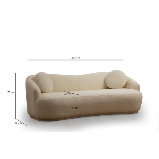 Καναπές 3θέσιος Ancona 225x98x76εκ - Cream