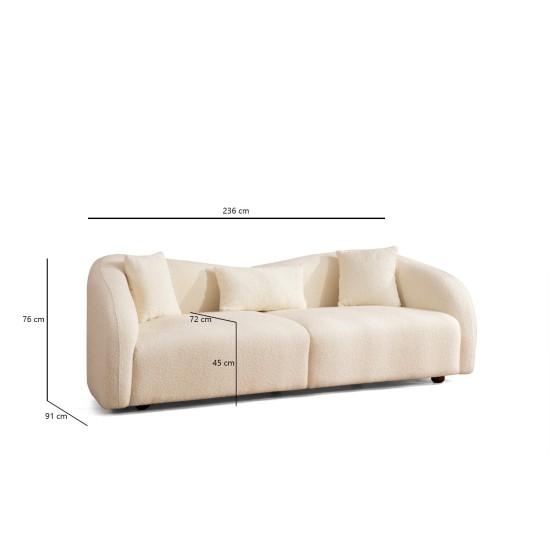 Καναπές 3θέσςιος Venedik 236x91x76εκ - Cream Καναπές 3θέσςιος Venedik 236x91x76εκ - Cream