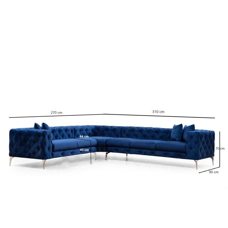 Corner Sofa Como Left - Navy Blue Navy Blue