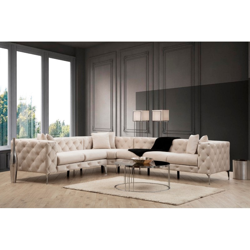 Γωνιακός Καναπές Como Αριστερή Γωνία - Χρώμα Εκρού - 310x270x70εκ