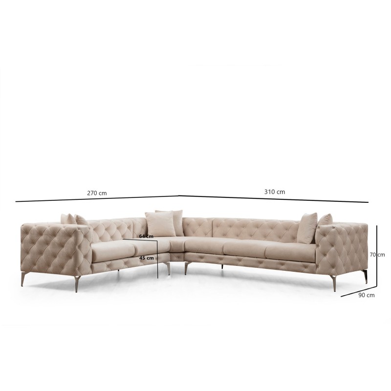 Γωνιακός Καναπές Como Αριστερή Γωνία - Χρώμα Εκρού - 310x270x70εκ