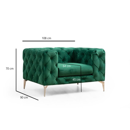 Wing Chair Como - Green Green Atelier del Sofa Wing Chair Como - Green Green