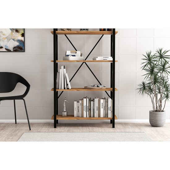 Βιβλιοθήκη - Nero Elit - Χρώμα Atlantic Πεύκο & Μαύρο - 100x34x180εκ Βιβλιοθήκη - Nero Elit - Χρώμα Atlantic Πεύκο & Μαύρο - 100x34x180εκ