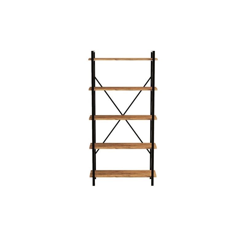 Βιβλιοθήκη - Nero Elit - Χρώμα Atlantic Πεύκο & Μαύρο - 100x34x180εκ