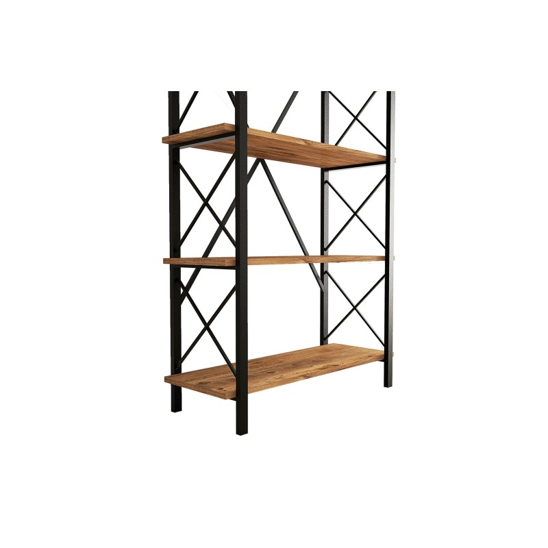 Βιβλιοθήκη - Nero Elit - Χρώμα Atlantic Πεύκο & Μαύρο - 100x34x180εκ