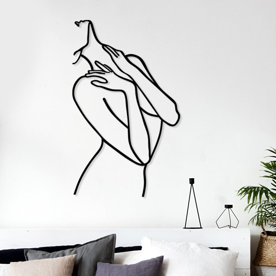 Wallxpert Decorative Metal Wall Accessory Woman Lines Black