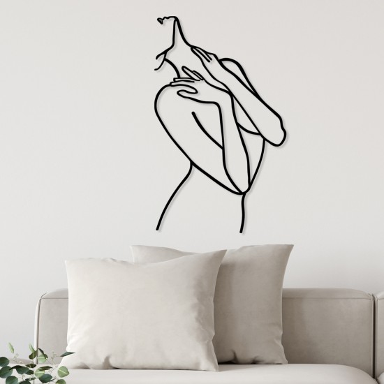 Wallxpert Decorative Metal Wall Accessory Woman Lines Black