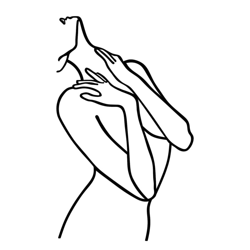 Wallxpert Decorative Metal Wall Accessory Woman Lines Black