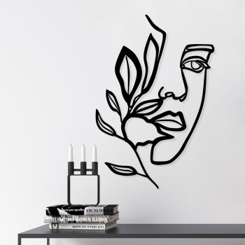 Decorative Metal Wall Accessory Woman Face Behind The Branch Black