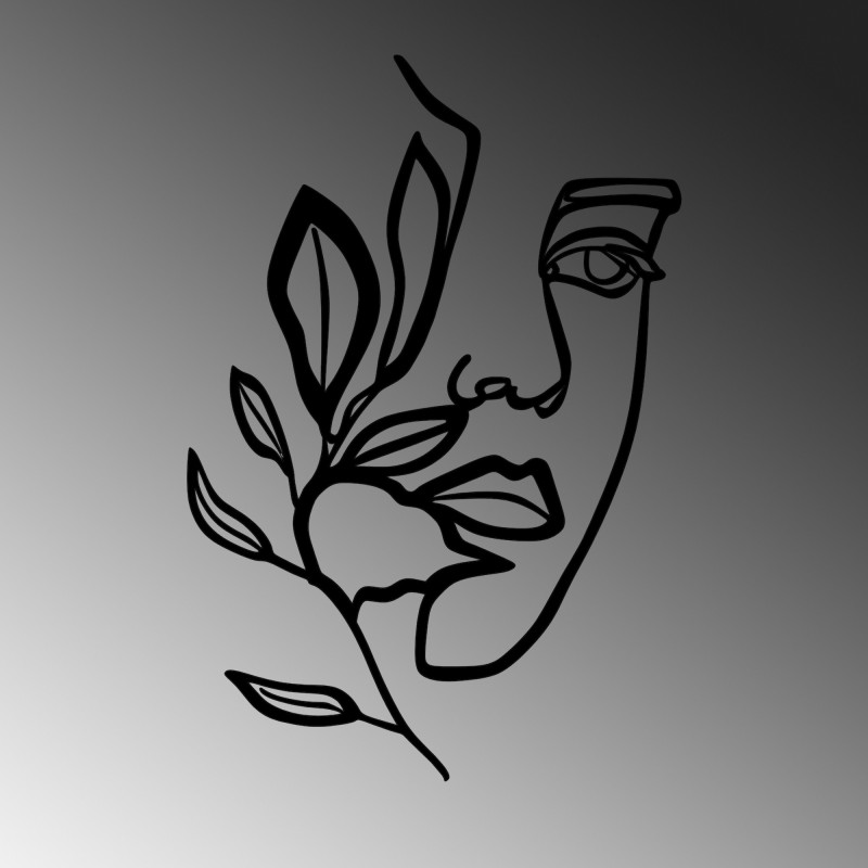 Wallxpert Decorative Metal Wall Accessory Woman Face Behind The Branch Black