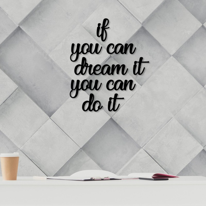 Wallxpert Decorative Wooden Wall Accessory If You Can Dream It You Can Do It Black