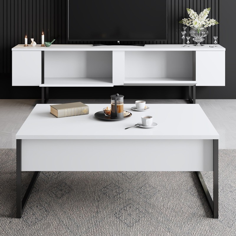 TV Stand Luxe - White, Black White
Black