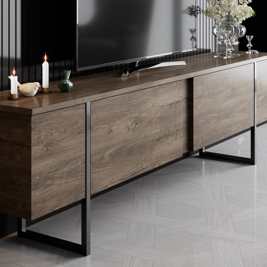 Έπιπλο Τηλεόρασης - Luxe - Χρώμα Καρυδί Μαύρο - 180x30x50εκ Έπιπλο Τηλεόρασης - Luxe - Χρώμα Καρυδί Μαύρο - 180x30x50εκ