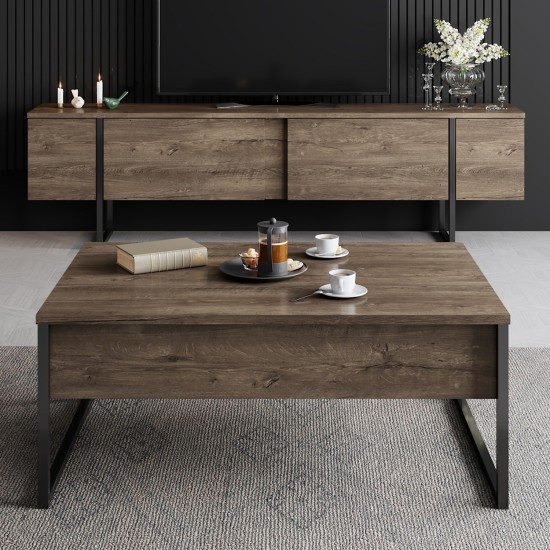 Έπιπλο Τηλεόρασης - Luxe - Χρώμα Καρυδί Μαύρο - 180x30x50εκ Έπιπλο Τηλεόρασης - Luxe - Χρώμα Καρυδί Μαύρο - 180x30x50εκ