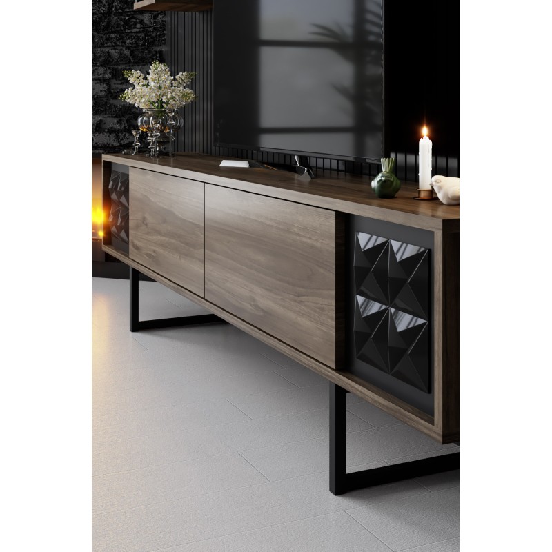 TV Unit Black Line - Walnut, Black Walnut
Black